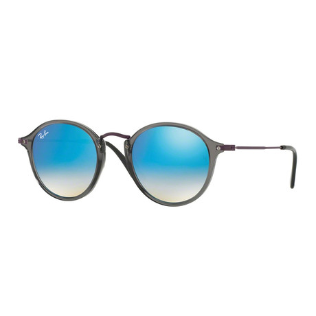 Men's Round Flat Lens Sunglasses // Gray Violet + Blue Flash Gradient