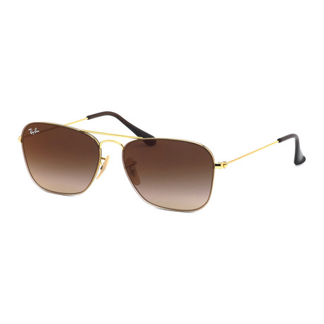 Men's Square Sunglasses // Gold Brown + Brown Gradient