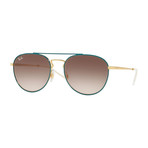 Men's Aviator Sunglasses // Gold Green + Light Brown Gradient