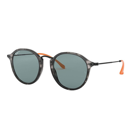 Men's Round Fleck Pop Polarized Sunglasses // Gray Havana + Blue
