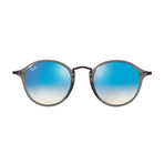 Men's Round Flat Lens Sunglasses // Gray Violet + Blue Flash Gradient
