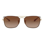Men's Square Sunglasses // Gold Brown + Brown Gradient