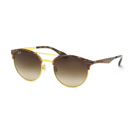 Men's Round Aviator Sunglasses // Gold + Havana + Brown Gradient