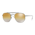 Men's Square Aviator Sunglasses // Gunmetal + Brown Gradient Mirror