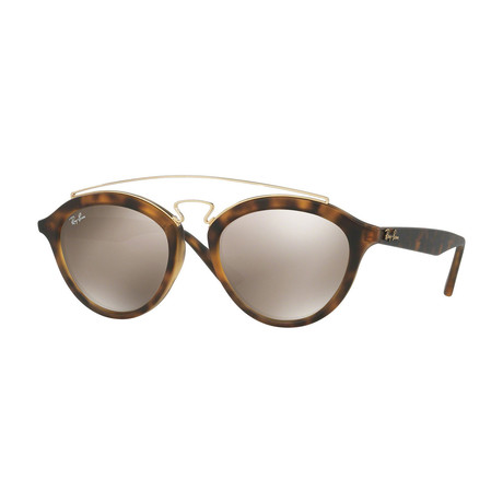 Men's Gatsby Oval Double Bridge Sunglasses // Tortoise + Light Brown Mirror + Gold