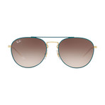Men's Aviator Sunglasses // Gold Green + Light Brown Gradient