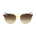 Men's Round Aviator Sunglasses // Gold + Havana + Brown Gradient