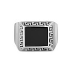 Stainless Steel Onyx Enamel Signet Ring // Black (Size 9)