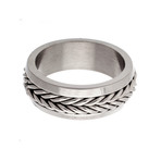 Stainless Steel Braided Band Ring // Silver (Size 9)