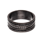 Stainless Steel Textured Band Ring // Black (Size 9)