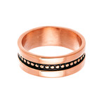 Stainless Steel Beaded Center Band Ring // Black + Rose Gold