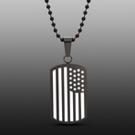 American Flag Prayer Dog Tag Necklace  // Black
