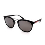 Men's PS04SS-UB05K0 Round Sunglasses // Black + Silver Mirror