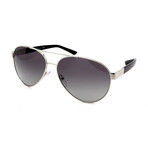 Prada // Men's PR59NS-1BC3M1 Aviator Sunglasses // Silver + Black + Gray Gradient