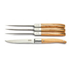 Laguiole Expression // 4-Piece Steak Knife Set // Olive Wood
