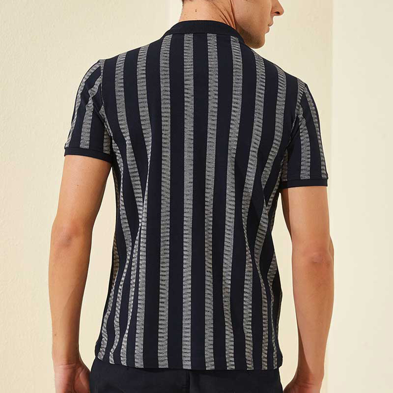 Vertical Stripe Polo // Navy Blue + White (M) - Tommy Life - Touch of ...