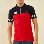 Color Block Polo // Navy Blue + Red (M)