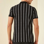 Vertical Stripe Polo // Black + White (XL)