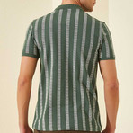 Vertical Stripe Polo // Green (L)
