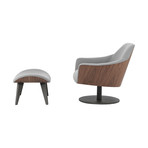 Henry Lounge Chair + Ottoman // Gray Herringbone Fabric + Walnut