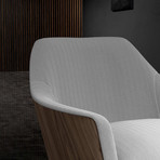 Henry Lounge Chair + Ottoman // Gray Herringbone Fabric + Walnut