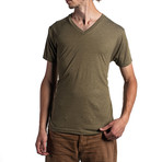 The Triblend V Neck // Military Green (M)
