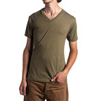 The Triblend V Neck // Military Green (S)