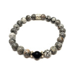 Stone Bead Bracelet // Gray Agate + Onyx (Small)