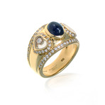 Chopard 18k Yellow Gold Diamond + Sapphire Happy Diamonds Ring // Ring Size: 6