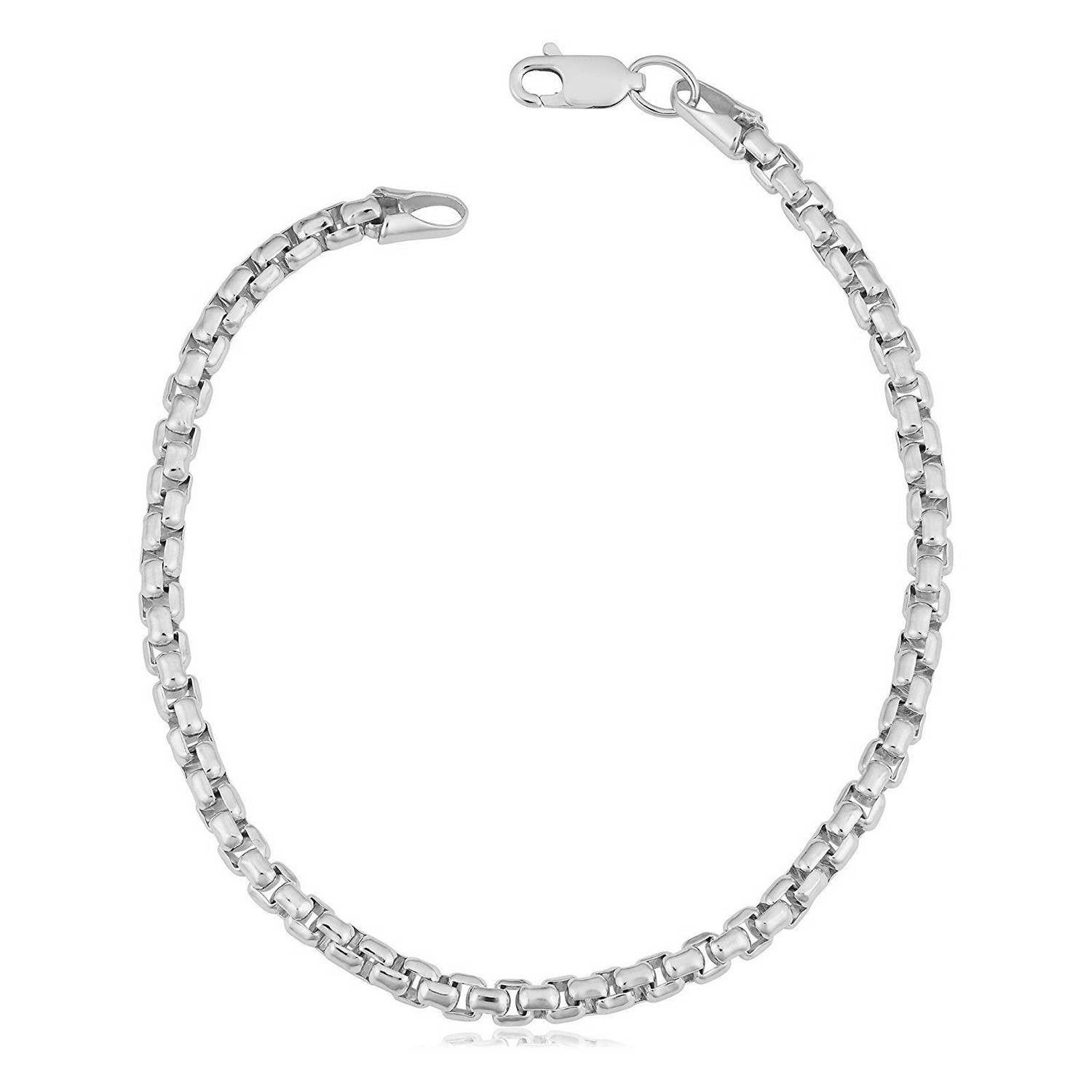 Hollow 14K Round Box Chain Bracelet // 2.5mm // White - Best Silver ...