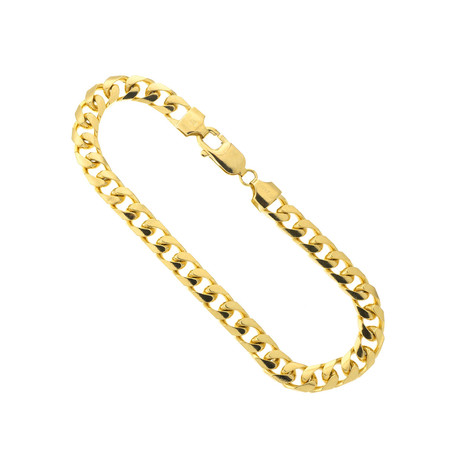 Hollow 10K Cuban Chain Bracelet // 6.5mm // Yellow