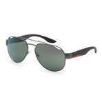 Men's PS57US-DG13C059 Sunglasses // Gunmetal Rubber + Light Green Mirror