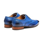 Blue Leather Wingtip Brogue Oxford Shoes (US: 7)