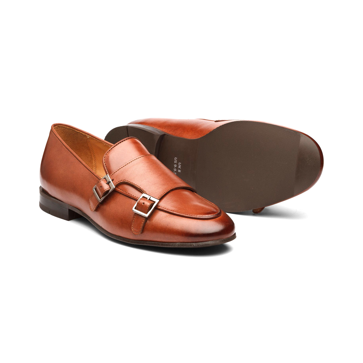 Double Monk Belgian Loafers // Cognac (US: 7) - Dapper Shoes Co ...