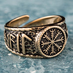 Bronze Viking Collection // HAIL ODIN Ring + Helm of Awe (11.5)
