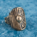 Bronze Viking Collection // Viking Shield Ring + Runes Ring (7)