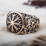 Bronze Viking Collection // Mammen Ornament Signet + Helm of Awe (10.5)