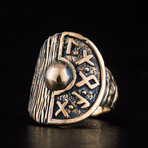 Bronze Viking Collection // Viking Shield Ring + Runes Ring (12)