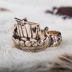 Bronze Viking Collection // Viking Ship Ring (10.5)