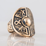 Bronze Viking Collection // Viking Shield Ring + Runes Ring (6)