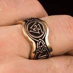 Bronze Viking Collection // HAIL ODIN Ring + Valknut // V2 (10.5)