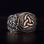 Bronze Viking Collection // Mammen Ornament Signet + Odin Horn (10.5)