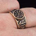 Bronze Viking Collection // HAIL ODIN Ring + Vegvisir (6)
