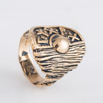Bronze Viking Collection // Viking Shield Ring + Runes Ring (10.5)