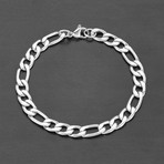 Polished Figaro Chain Bracelet // Silver // 8mm