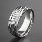 Polished Titanium Honeycomb Texture Ring // Silver (Size 7)
