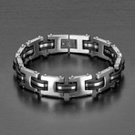 Brushed Steel + Rubber Inlay Link Bracelet // Black + Silver