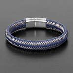 Intertwined Stainless Steel + Leather Bracelet (Black + Silver)