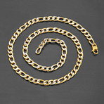 Two-Tone Figaro Chain Necklace (Black + Silver)