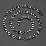 Two-Tone Figaro Chain Necklace (Black + Silver)